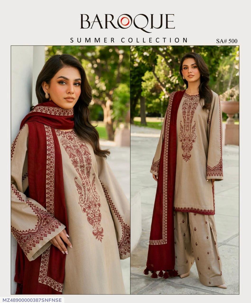 3PC WOMEN UNSTITCHED EMBROIDERED SUIT