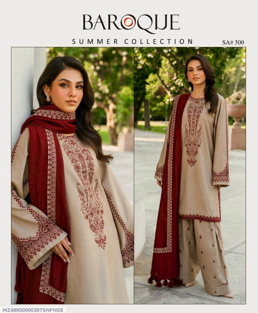 3PC WOMEN UNSTITCHED EMBROIDERED SUIT