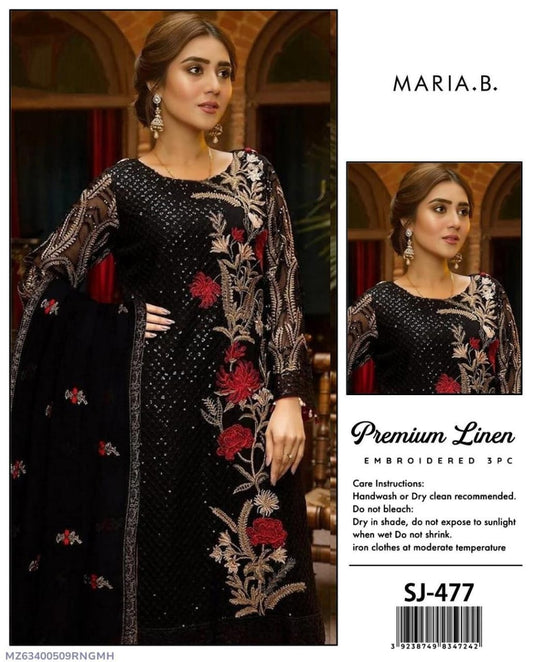 3PCS WOMEN UNSTITCHED EMBRIIDERED SUIT
